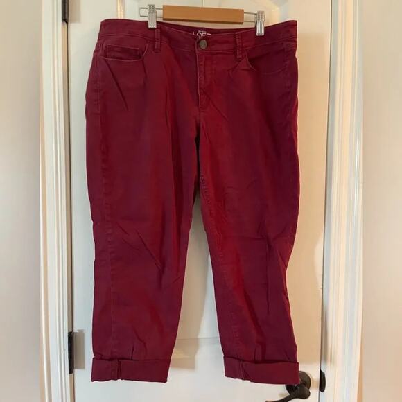 Loft Curvy Skinny Dark Red Pants - EUC - Size 12 - Picture 1 of 5